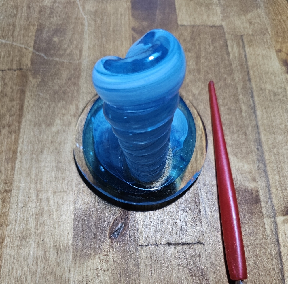 Vintage Hand blown Art Glass Pen Holder